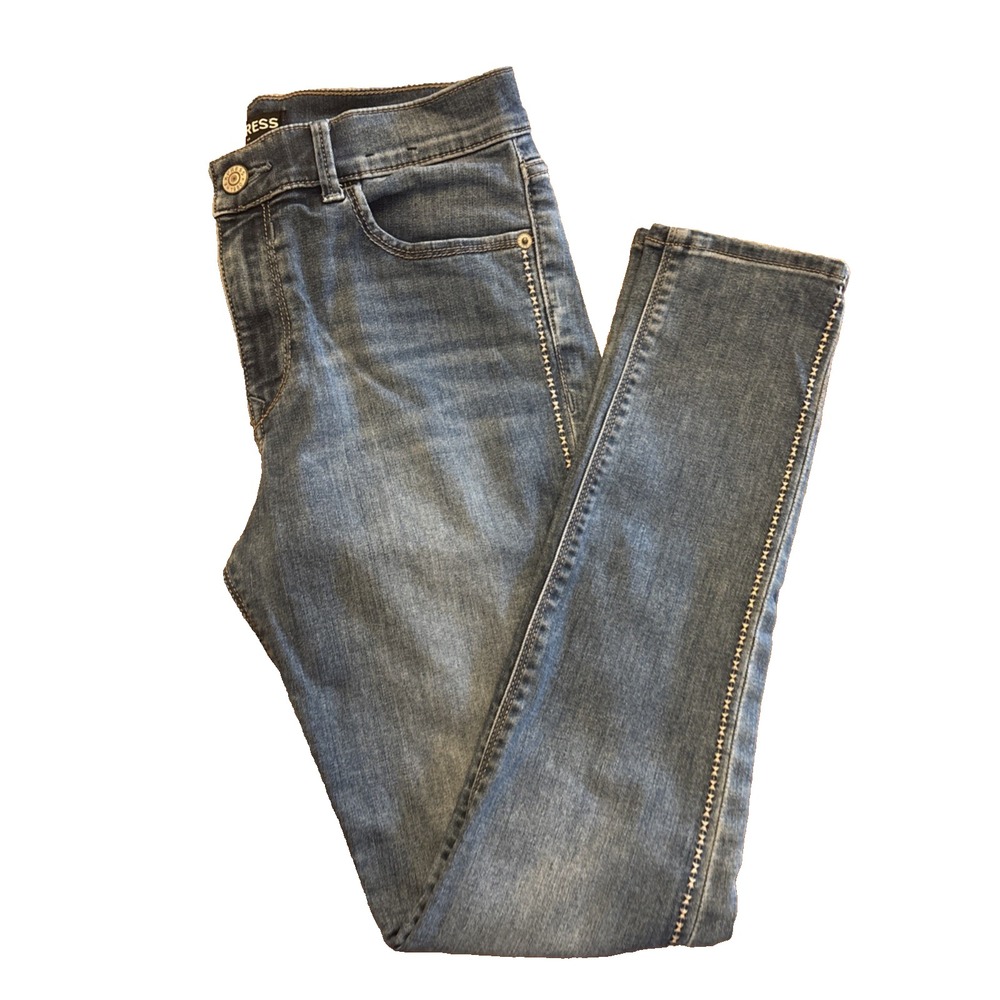 Express Women's Jeans Size‎ 6 Blue Mid Rise Cropped Legging High Rise Stretch